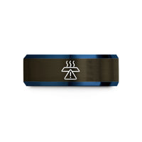 romantic presents for couples – gunmetal & blue tungsten hot surface wedding band