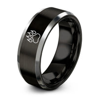 engraved promise rings couples – black & silver tungsten lion claws ring