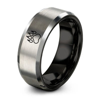 his and hers ring sets – black & grey tungsten lion claws ring