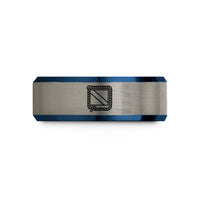 romantic presents for her – black & blue & silver tungsten diver flag wedding band