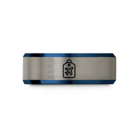 special rings for women – blue & gray tungsten luggage tag airplane wedding band