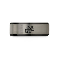 wedding bands for men – black & silver tungsten log cabin pine wedding band
