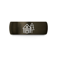 personalized presents for him – gunmetal & black tungsten log cabin pine wedding band
