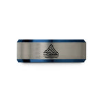 romantic presents for him – blue & grey tungsten mitre peak wedding band