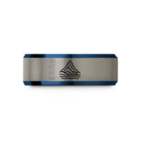 romantic presents for him – blue & grey tungsten mitre peak wedding band