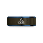 unique presents for him – gunmetal & blue tungsten mitre peak wedding band