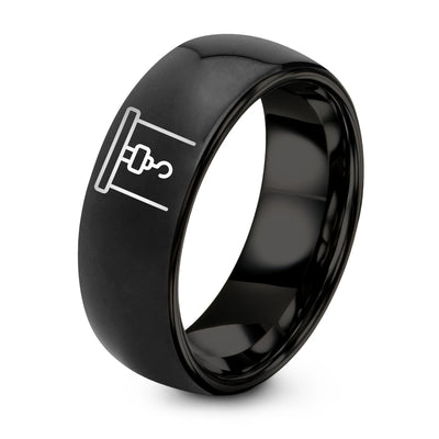 Overhead Crane – Tungsten Wedding Band, 8 mm, Black Comfort-Fit Unisex