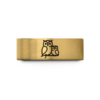 unique presents for him – gold tungsten owl owlet wedding band