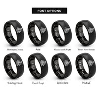 font options for inside engraving on black valknut rings