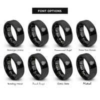 font options for inside engraving on black valknut rings