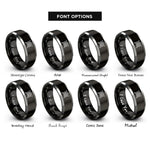 font options for inside engraving on black & silver valknut ravens rings