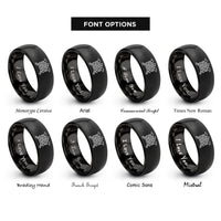 font options for inside engraving on black valknut ravens rings