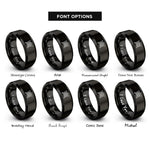 font options for inside engraving on black valknut ravens rings
