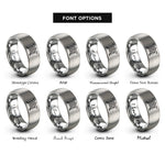 font options for inside engraving on gray valknut ravens rings