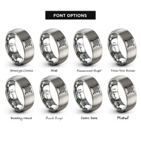 font options for inside engraving on gray valknut ravens rings
