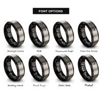 font options for inside engraving on black & gray valkyrie spear emblem rings