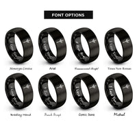 font options for inside engraving on black valkyrie spear emblem rings