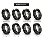 font options for inside engraving on black & silver valley rings