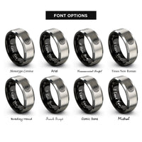 font options for inside engraving on black & grey valley circle rings