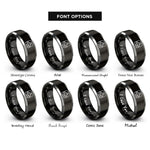 font options for inside engraving on black & silver valley lines peak rings