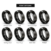 font options for inside engraving on black & silver valley lines peak rings