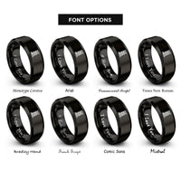 font options for inside engraving on black valve spring rings