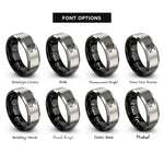 font options for inside engraving on black & gray valves rings
