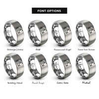 font options for inside engraving on grey valves rings