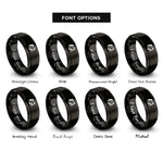 font options for inside engraving on black vampire couple silhouette rings