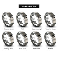 font options for inside engraving on silver vampire couple silhouette rings