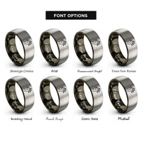 font options for inside engraving on gunmetal & gray vampire hand claws rings