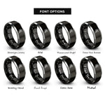 font options for inside engraving on black & silver vanilla flower rings