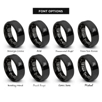 font options for inside engraving on black vanilla flower rings