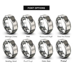 font options for inside engraving on grey vanilla flower rings