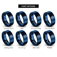 font options for inside engraving on blue vector equilibrium cuboctahedron rings