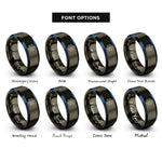 font options for inside engraving on gunmetal & blue vector equilibrium cuboctahedron rings