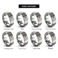font options for inside engraving on gray vector field arrows rings