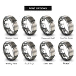 font options for inside engraving on grey vector field arrows rings