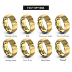 font options for inside engraving on gold & gray vegan v leaf rings