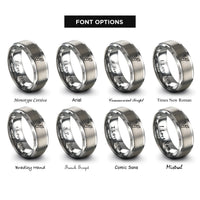 font options for inside engraving on silver vegan v leaf rings