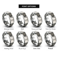 font options for inside engraving on silver vegan v leaf rings