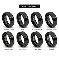 font options for inside engraving on black vegetable peeler rings