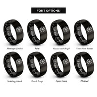 font options for inside engraving on black vegvisir rings