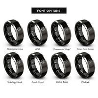 font options for inside engraving on black & grey vegvisir compass rings