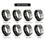 font options for inside engraving on black & silver vegvisir nordic compass rings