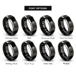 font options for inside engraving on black & gray vegvisir nordic compass rings