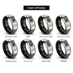 font options for inside engraving on black & grey vegvisir raven rings