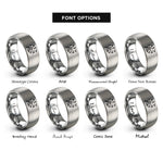 font options for inside engraving on grey vegvisir raven rings