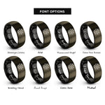 font options for inside engraving on gunmetal & black vegvsir icelandic compass rings