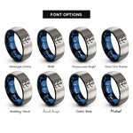 font options for inside engraving on black & blue & gray vein mark rings